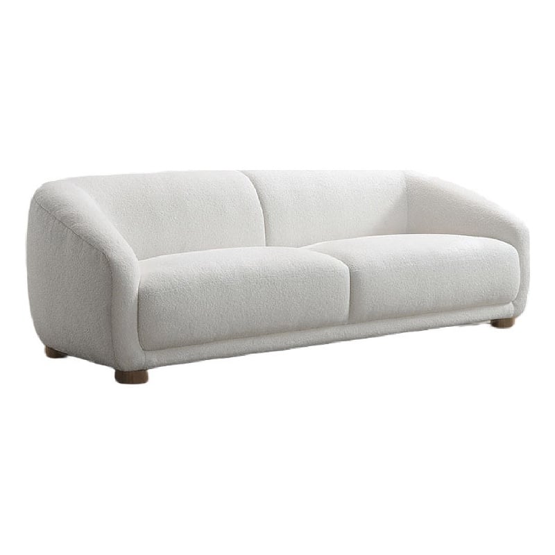 Oliver Sofa with Round Back Sloped Arms- Soft White Boucle 88 Inch