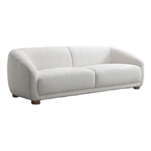 Oliver Sofa with Round Back Sloped Arms- Soft White Boucle 88 Inch