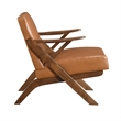 Gya Accent Chair- Faux Leather Upholstery- Walnut Brown Rubberwood