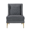 Svy Wingback Accent Chair- Dark Gray Chenille Cushion- Gold Metal Legs