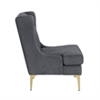 Svy Wingback Accent Chair- Dark Gray Chenille Cushion- Gold Metal Legs