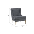 Svy Wingback Accent Chair- Dark Gray Chenille Cushion- Gold Metal Legs