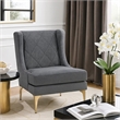 Svy Wingback Accent Chair- Dark Gray Chenille Cushion- Gold Metal Legs