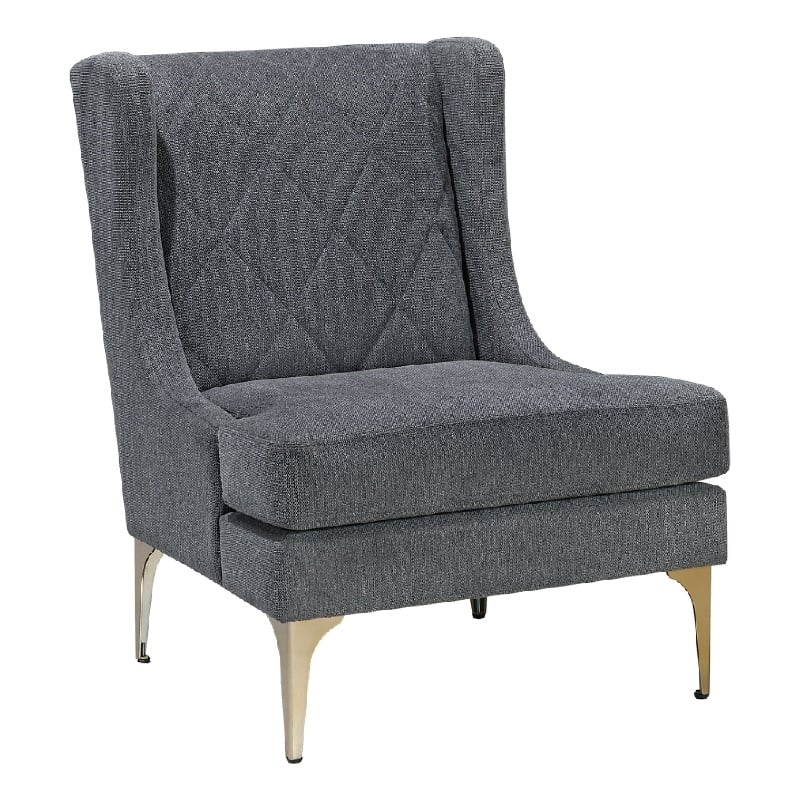 Svy Wingback Accent Chair- Dark Gray Chenille Cushion- Gold Metal Legs