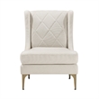 Svy Wingback Accent Chair- Taupe Chenille Cushion- Gold Metal Legs