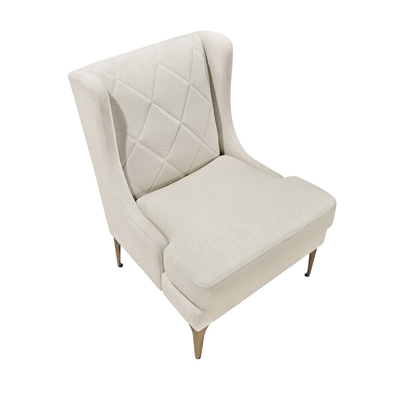 Svy Wingback Accent Chair- Taupe Chenille Cushion- Gold Metal Legs