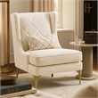 Svy Wingback Accent Chair- Taupe Chenille Cushion- Gold Metal Legs