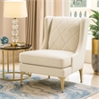 Svy Wingback Accent Chair- Taupe Chenille Cushion- Gold Metal Legs