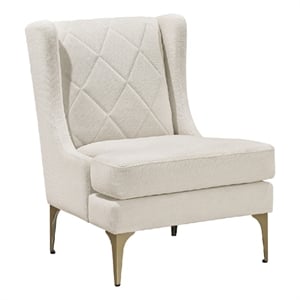 Svy Wingback Accent Chair- Taupe Chenille Cushion- Gold Metal Legs