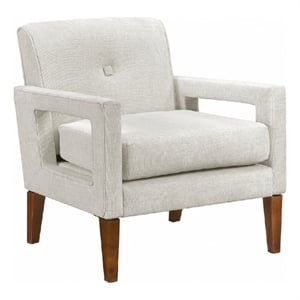 Bei Armchair- Beige Chenille Cushion- Walnut Brown Solid Wood