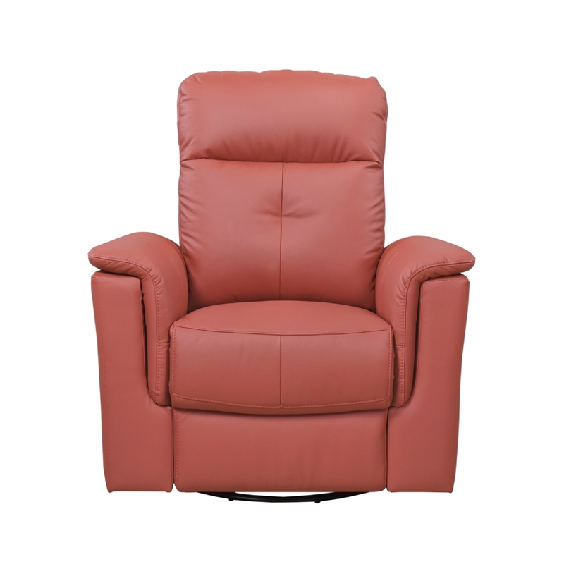 Rem Swivel Glider Manual Reclining Chair- Coral Red Top Grain Leather