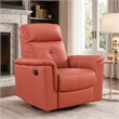 Rem Swivel Glider Manual Reclining Chair- Coral Red Top Grain Leather