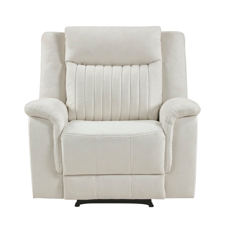Nez Manual Reclining Chair- Contrast Edges- Beige Polished Microfiber