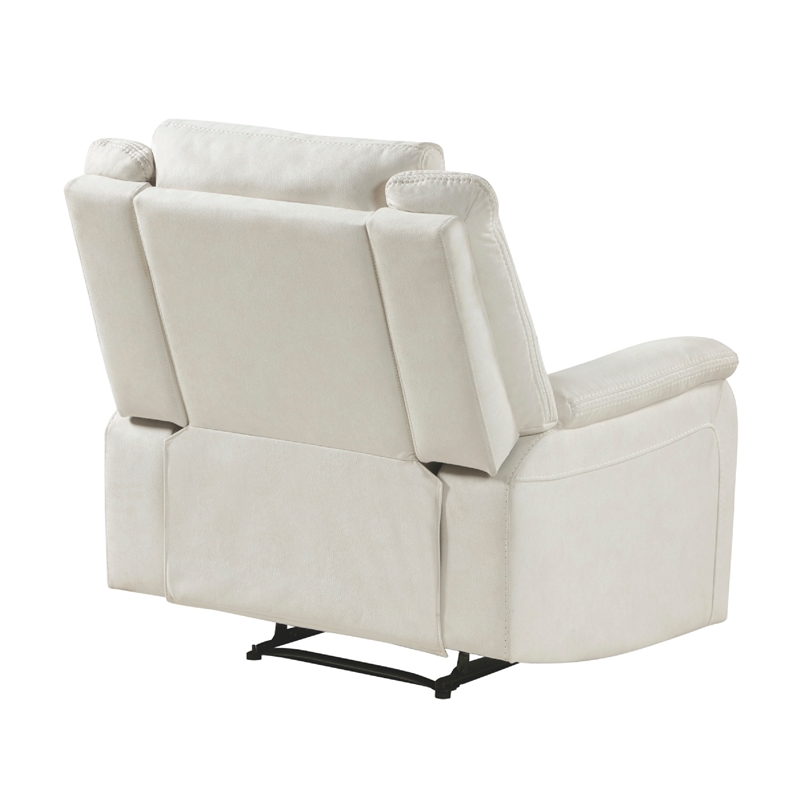 Nez Manual Reclining Chair- Contrast Edges- Beige Polished Microfiber