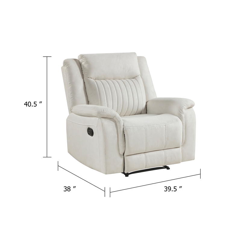 Nez Manual Reclining Chair- Contrast Edges- Beige Polished Microfiber