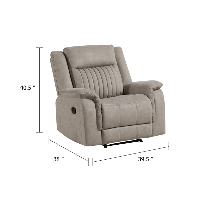 Nez Manual Reclining Chair- Contrast Edges- Dove Gray Microfiber