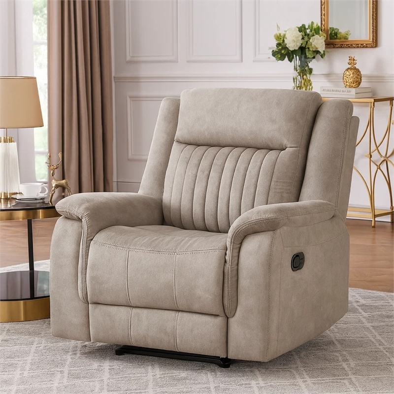 Nez Manual Reclining Chair- Contrast Edges- Dove Gray Microfiber