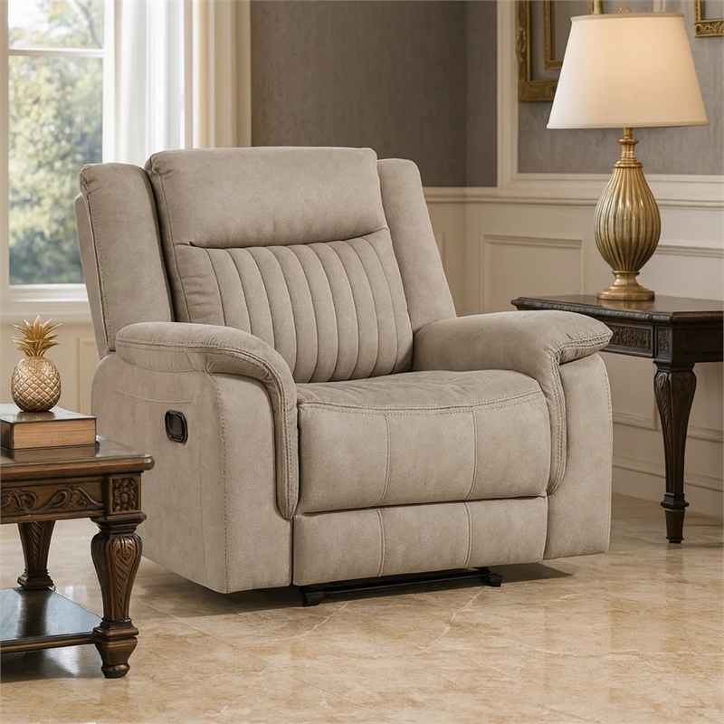 Nez Manual Reclining Chair- Contrast Edges- Dove Gray Microfiber