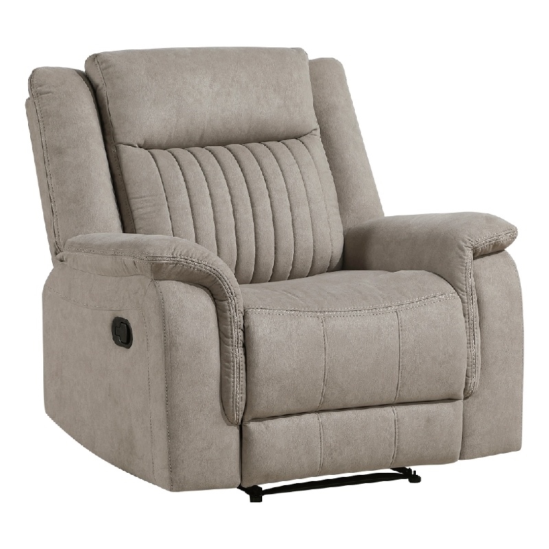 Nez Manual Reclining Chair- Contrast Edges- Dove Gray Microfiber