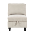 Wely Armless Chair w Hidden Storage- Beige Corduroy Seat and Back