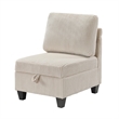 Wely Armless Chair w Hidden Storage- Beige Corduroy Seat and Back