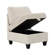 Wely Armless Chair w Hidden Storage- Beige Corduroy Seat and Back