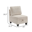 Wely Armless Chair w Hidden Storage- Beige Corduroy Seat and Back