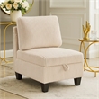 Wely Armless Chair w Hidden Storage- Beige Corduroy Seat and Back