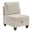 Wely Armless Chair w Hidden Storage- Beige Corduroy Seat and Back