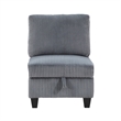 Wely Armless Chair w Hidden Storage- Dark Gray Corduroy Seat and Back