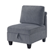 Wely Armless Chair w Hidden Storage- Dark Gray Corduroy Seat and Back