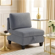 Wely Armless Chair w Hidden Storage- Dark Gray Corduroy Seat and Back