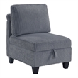 Wely Armless Chair w Hidden Storage- Dark Gray Corduroy Seat and Back