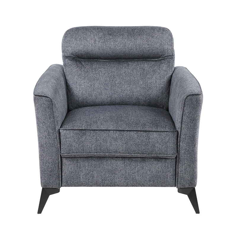 Teli Sofa Chair- Textured Dark Gray Microfiber- Black Metal Legs