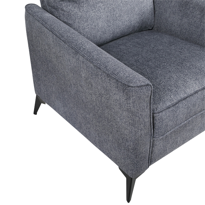 Teli Sofa Chair- Textured Dark Gray Microfiber- Black Metal Legs