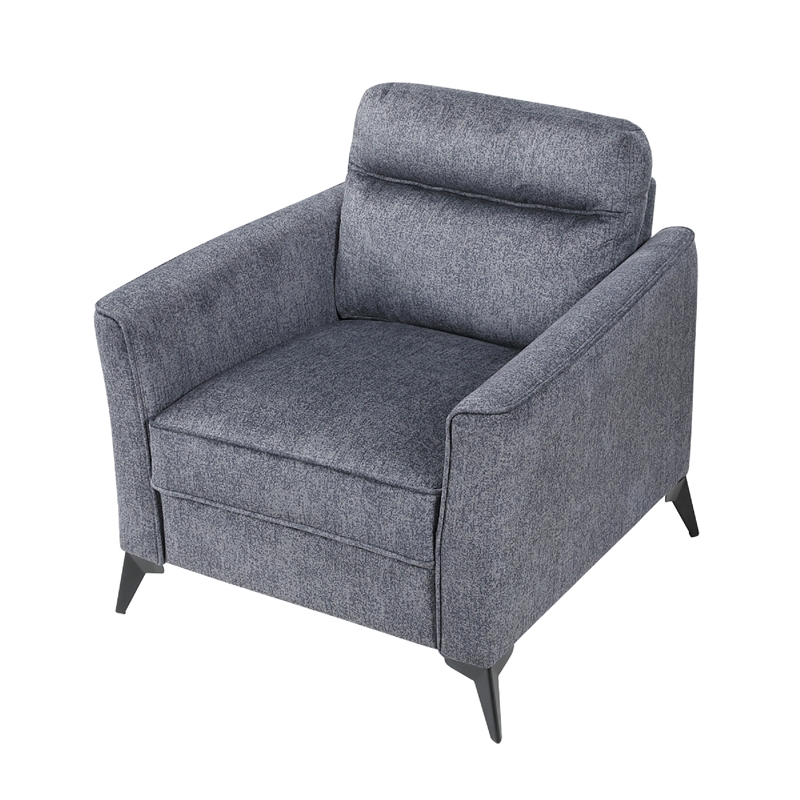 Teli Sofa Chair- Textured Dark Gray Microfiber- Black Metal Legs