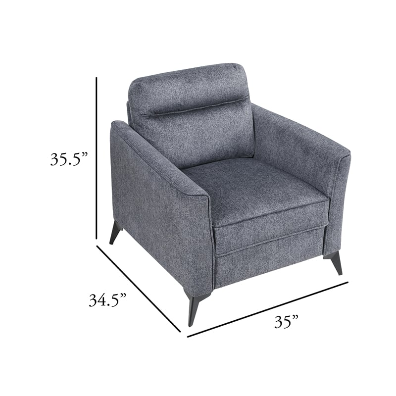 Teli Sofa Chair- Textured Dark Gray Microfiber- Black Metal Legs