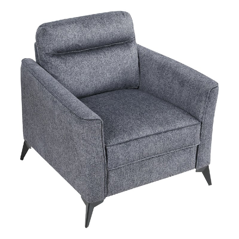 Teli Sofa Chair- Textured Dark Gray Microfiber- Black Metal Legs
