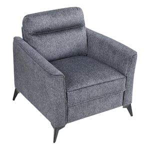 Teli Sofa Chair- Textured Dark Gray Microfiber- Black Metal Legs