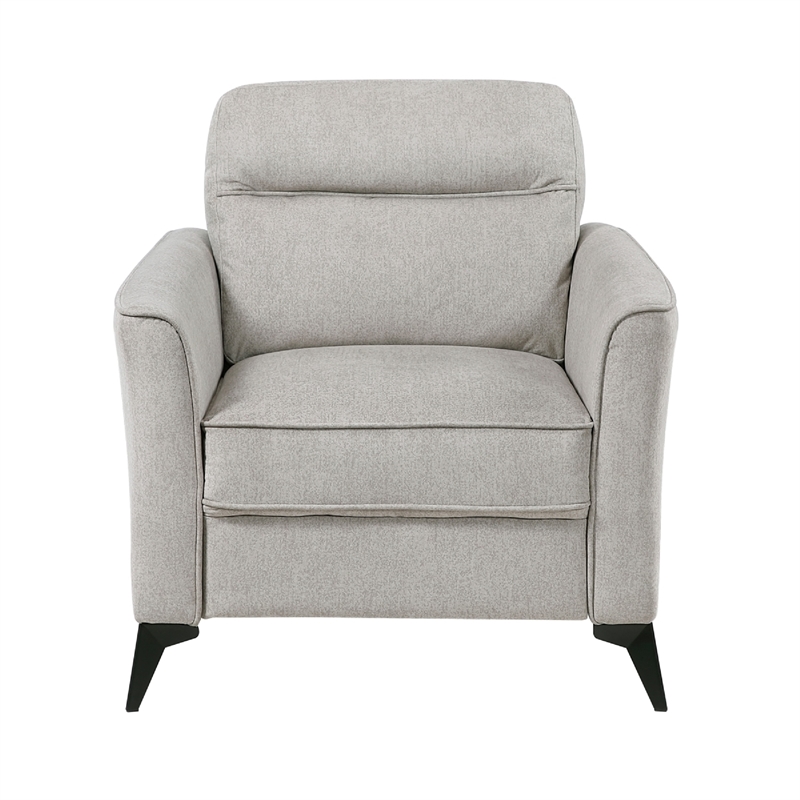 Teli Sofa Armchair- Light Tan Brown Microfiber- Black Metal Legs