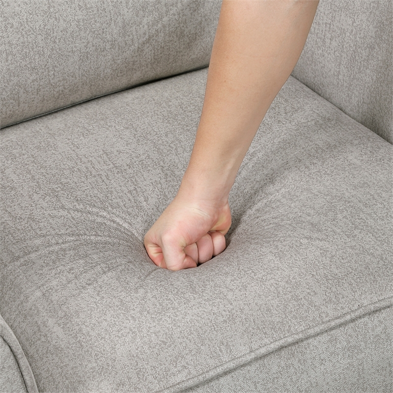 Teli Sofa Armchair- Light Tan Brown Microfiber- Black Metal Legs