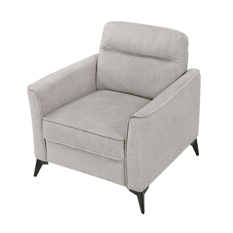 Teli Sofa Armchair- Light Tan Brown Microfiber- Black Metal Legs