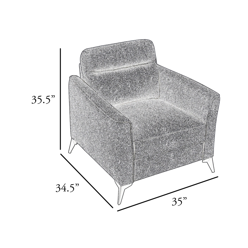 Teli Sofa Armchair- Light Tan Brown Microfiber- Black Metal Legs