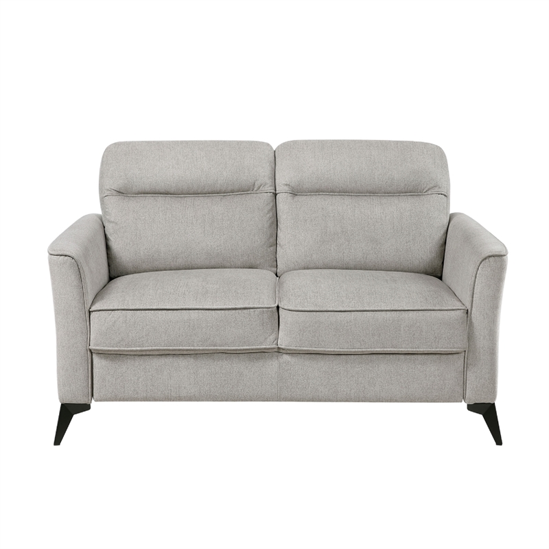 Teli Loveseat- Light Tan Brown Microfiber- Black Metal Legs- 57 Inch