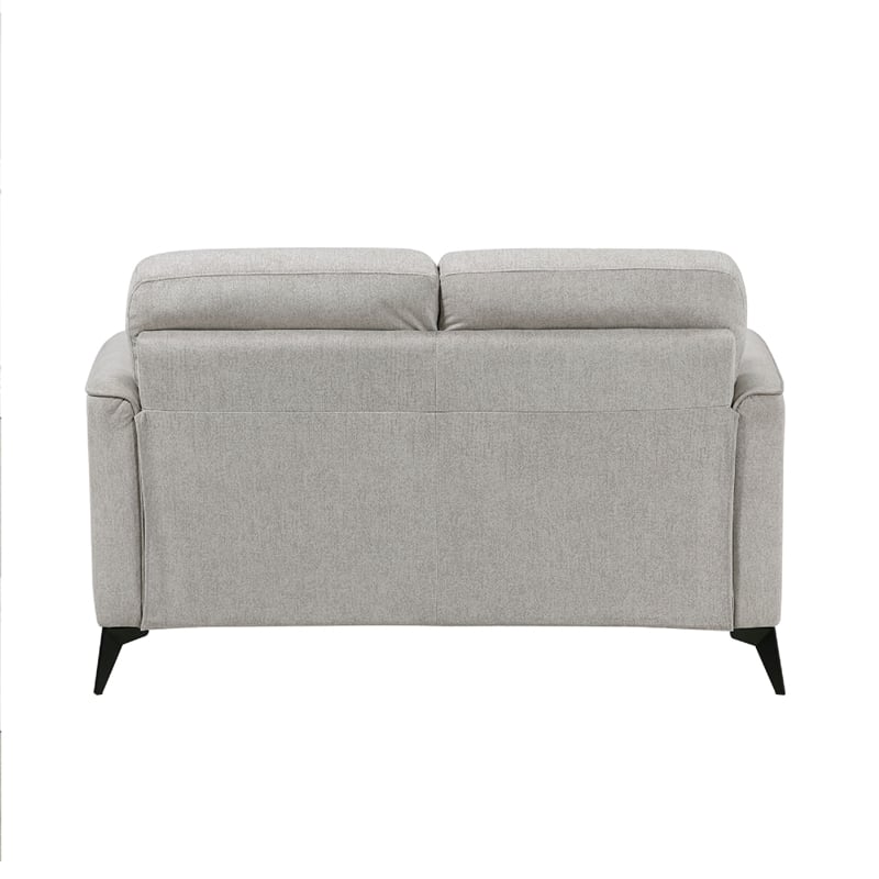 Teli Loveseat- Light Tan Brown Microfiber- Black Metal Legs- 57 Inch