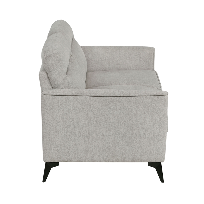 Teli Loveseat- Light Tan Brown Microfiber- Black Metal Legs- 57 Inch