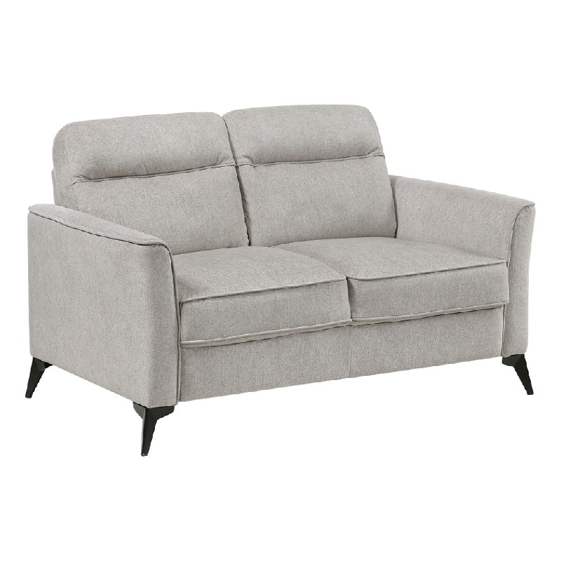 Teli Loveseat- Light Tan Brown Microfiber- Black Metal Legs- 57 Inch