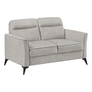 Teli Loveseat- Light Tan Brown Microfiber- Black Metal Legs- 57 Inch