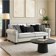 Viani Sofa- Roll Arms- Flange Trim- 5 Pillows- White Chenille 87 Inch