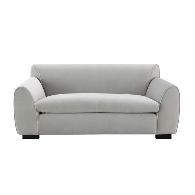 Sero 2pc Sofa and Loveseat Set- Bench Style Seat- Light Gray Velvet